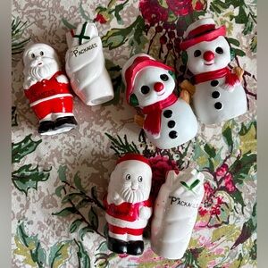 Festive Santa and Snowman Salt and Pepper Shakers